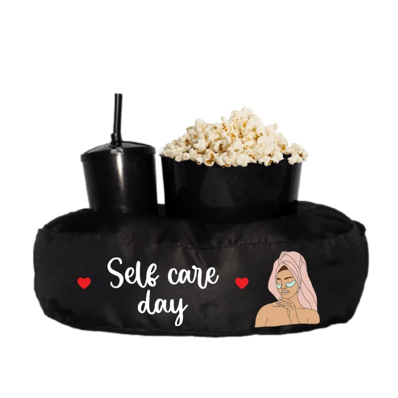 Almofada Porta Pipoca Preta Solteiro Self Care Day
