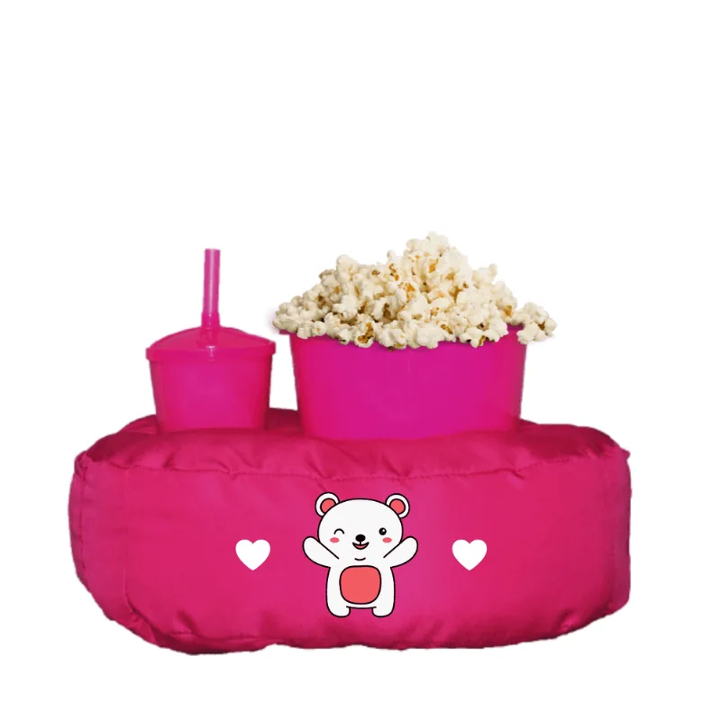 Almofada Porta Pipoca Rosa Infantil Ursinho