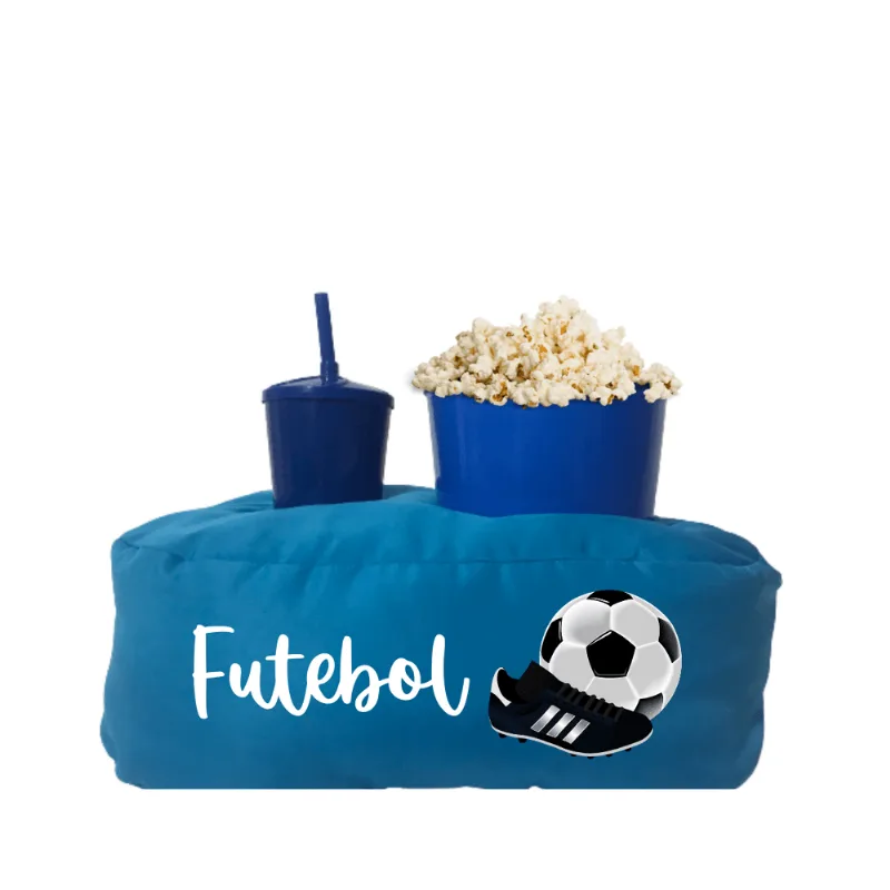 Almofada Porta Pipoca Azul Infantil Futebol