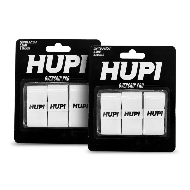 Kit com 02 Overgrip hupi Pro Branco Pack 03 Unidades