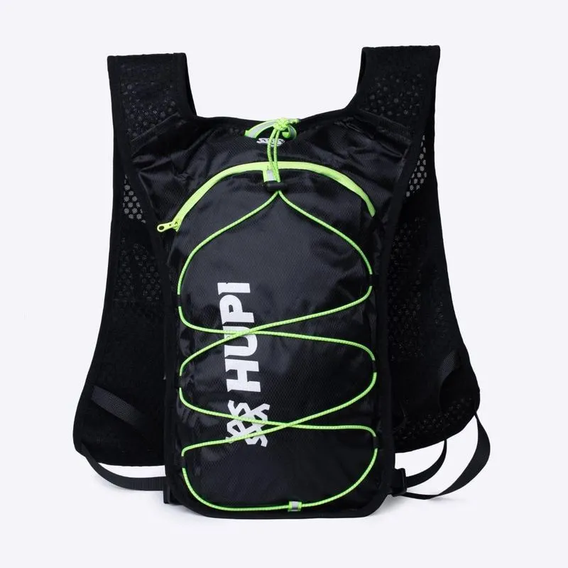 Colete de Hidratação hupi Running Preto/Amarelo com 2 Garrafas 350ML Verde