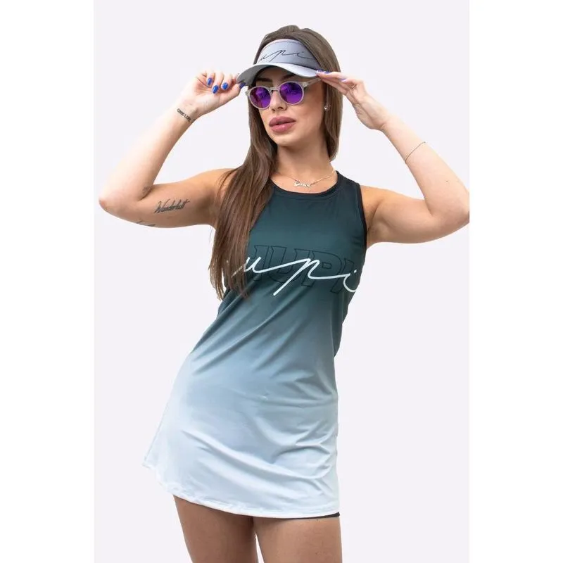 Vestido Beach Tennis Com Shorts Poliéster hupi Colors Cinza