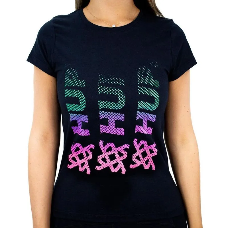 Camiseta Casual hupi Triple Feminina Babylook Preto