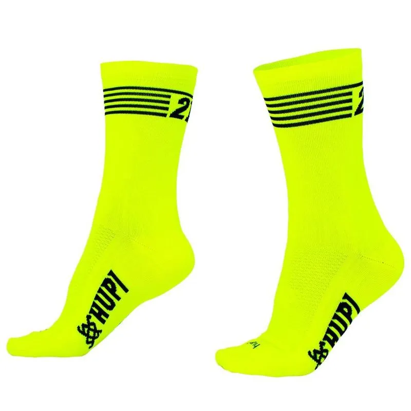 Meia Corrida hupi 21K Split Amarelo Neon