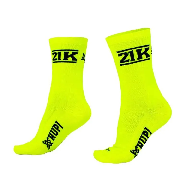 Meia Corrida hupi 21K Neo Amarelo Neon