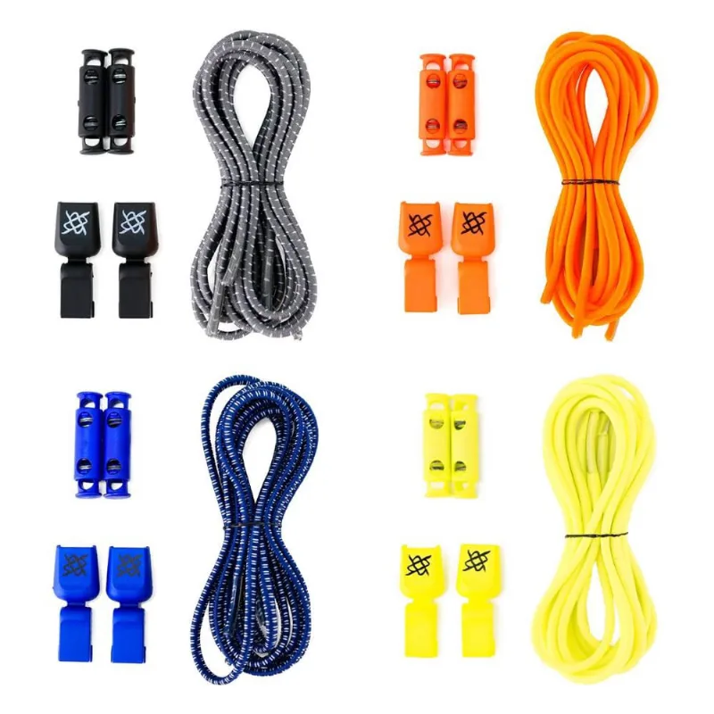 Cadarço Elástico hupi laces Corrida Triathlon Duo - Kit 04 Pares