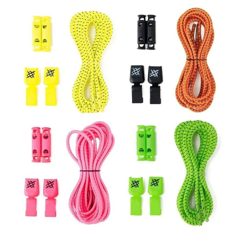 Cadarço Elástico hupi laces Riscas Corrida Triathlon - Kit 04 Pares