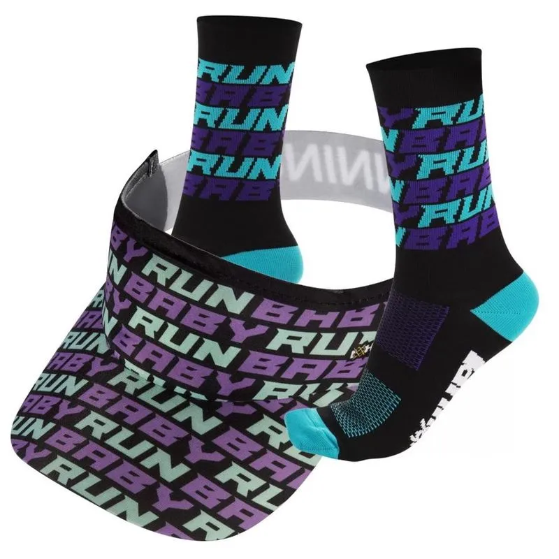 Kit Corrida hupi Meia e Viseira Run Baby Run