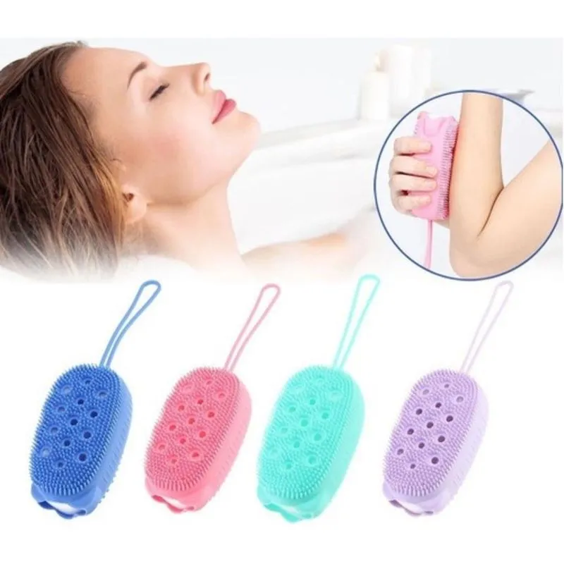 Esponja Bucha De Silicone Com Porta Sabão Escova Para Banho