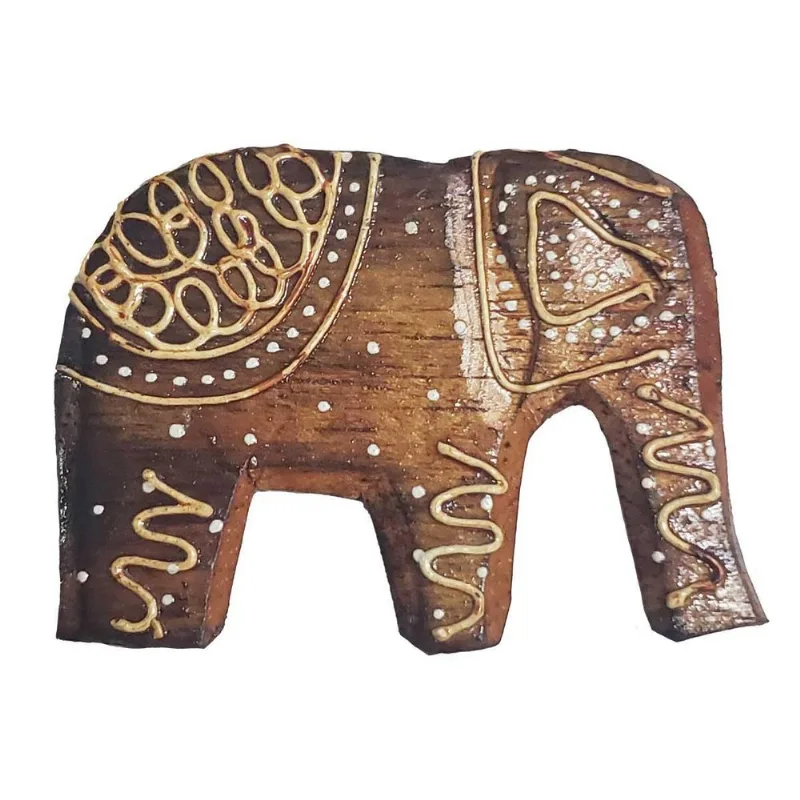 Imã Pintado De Madeira Balsa Elefante Tromba Pra Baixo