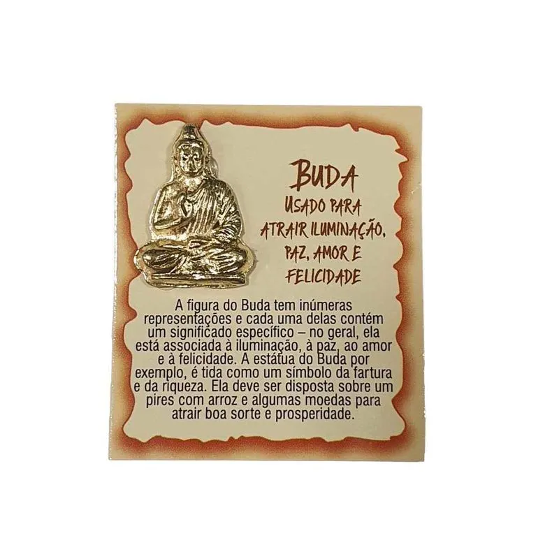 Talismã Buda Dourado Em Metal/papel