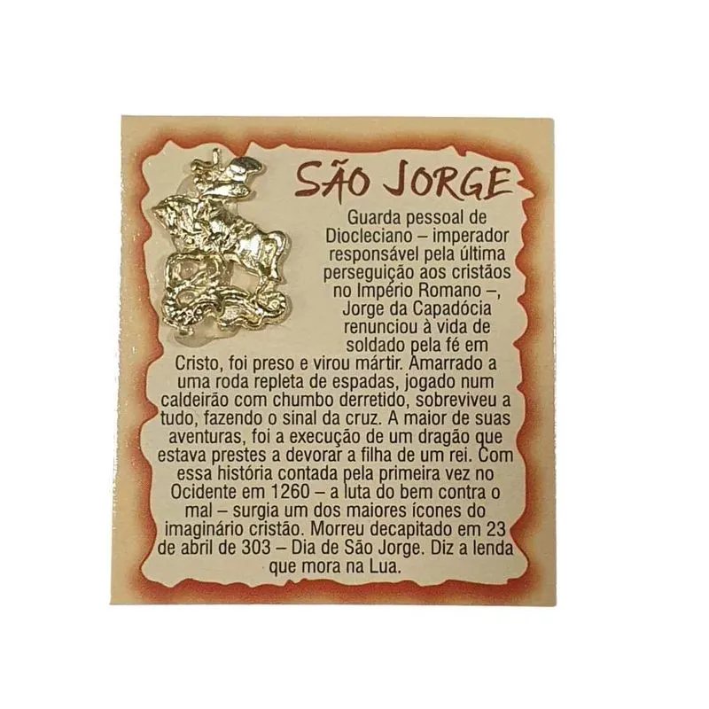 Talismã São Jorge Dourado Metal/papel