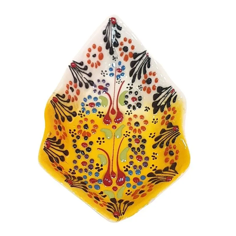 Mini Petisqueira Turca Pintada Cerâmica Balão Amarelo 14cm