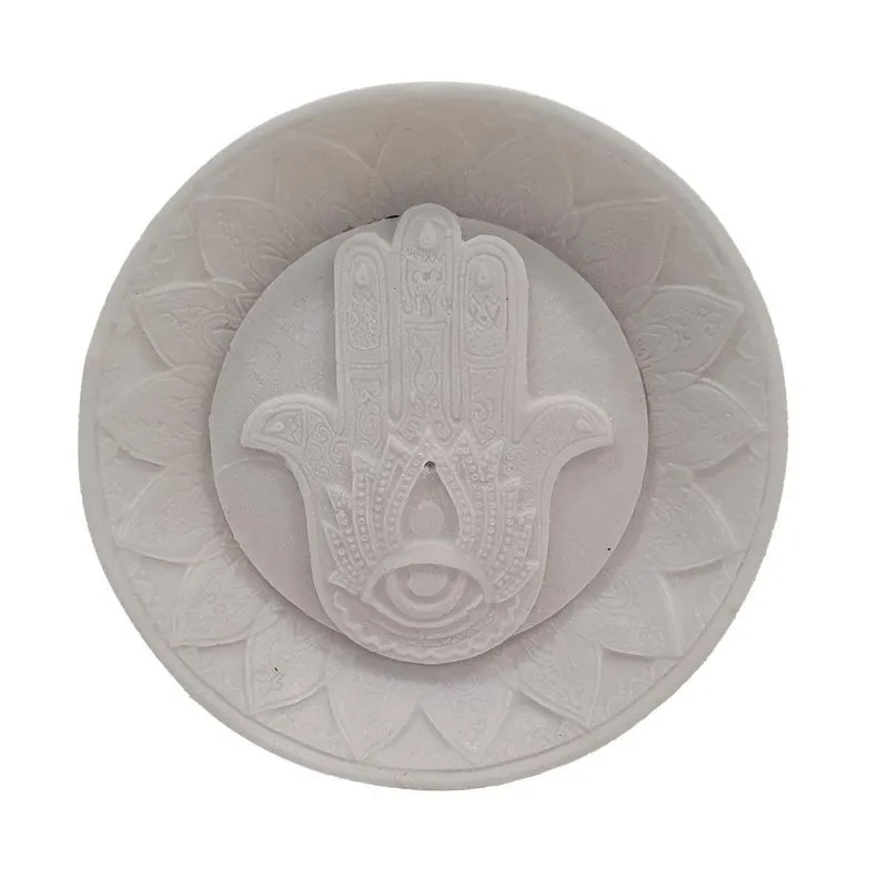 Incensário Mão De Hamsa Pó De Mármore 12cm