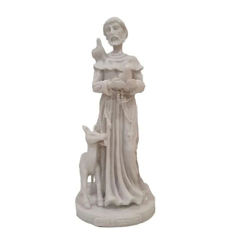 Escultura De São Francisco De Assis De Pó De Mármore 20cm