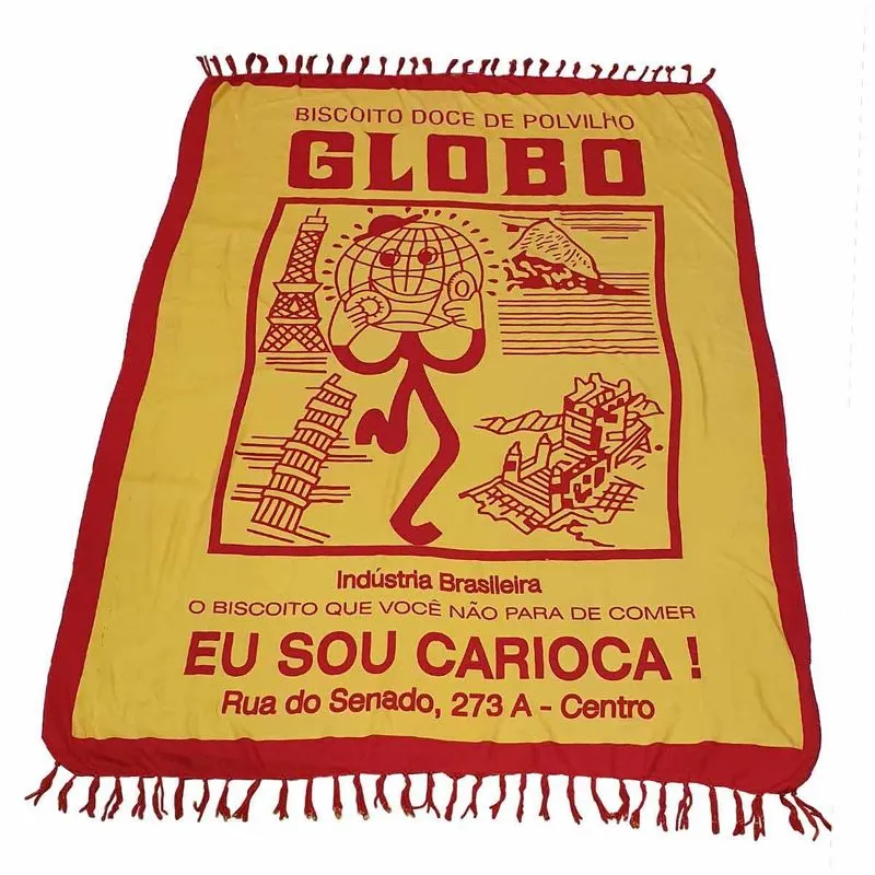 Canga Praia 100% Viscose Biscoito Globo Vermelho 1,60mx1,10m