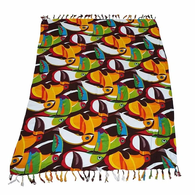 Canga Praia 100% Viscose Tucano Color - Franja 1.60mx1.10m