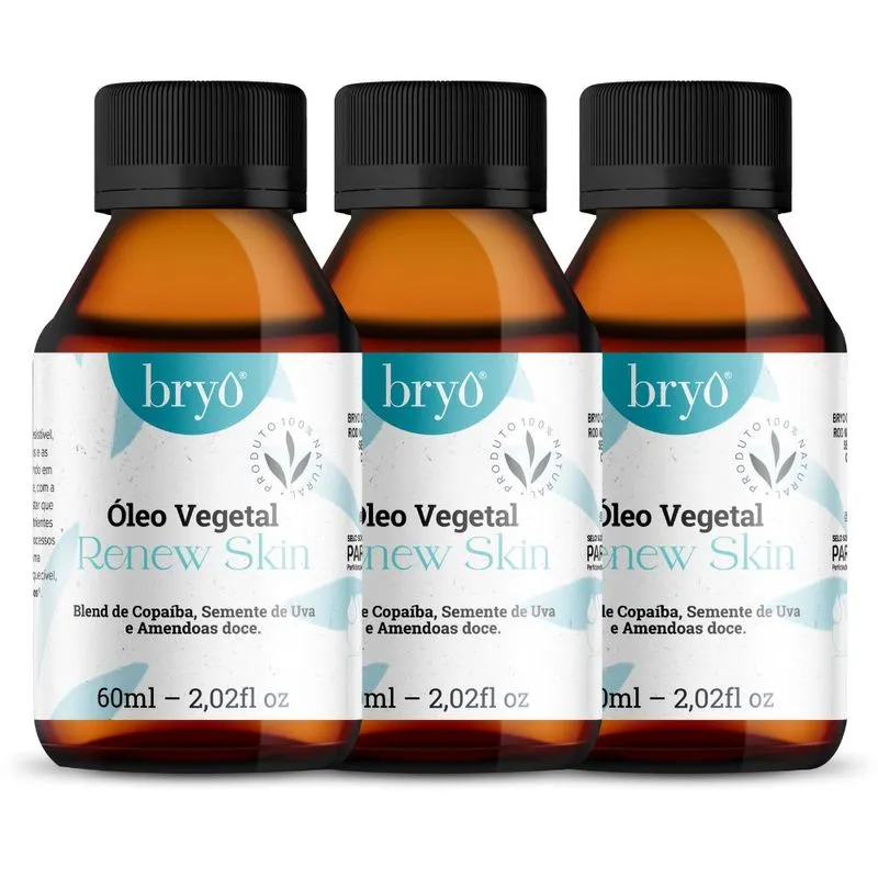 Kit 3 Óleo Vegetal Renew Skin Semente De Uva - Copaíba E Amêndoas 60ml Cada Bryo Concentrado