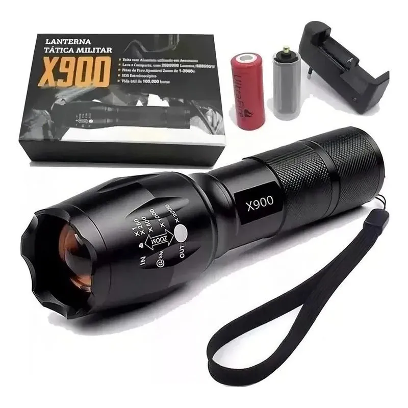 3x Lanterna Recarregável Tática X900 Led Potente Com Super Z