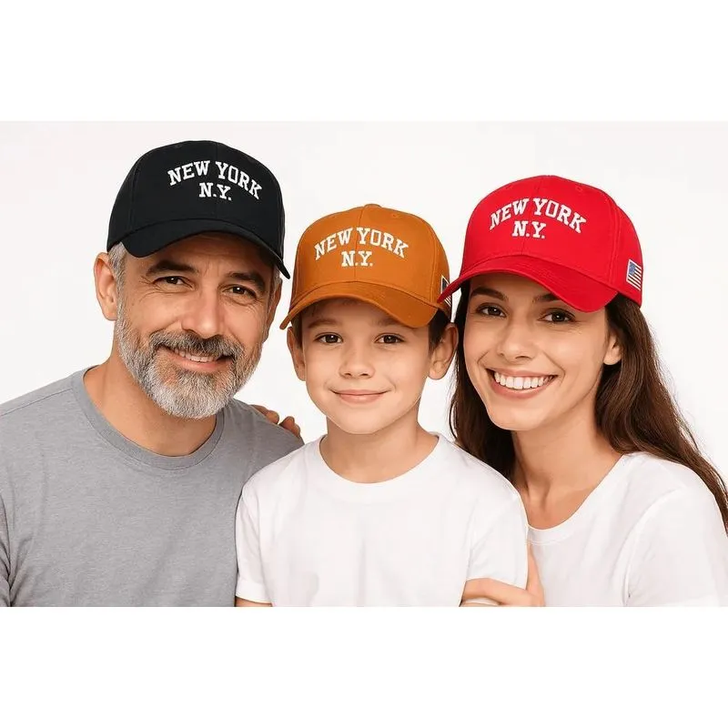 3x Boné Ny New Snapback Bordado Kit 3 Aba Curva Adulto Uniss