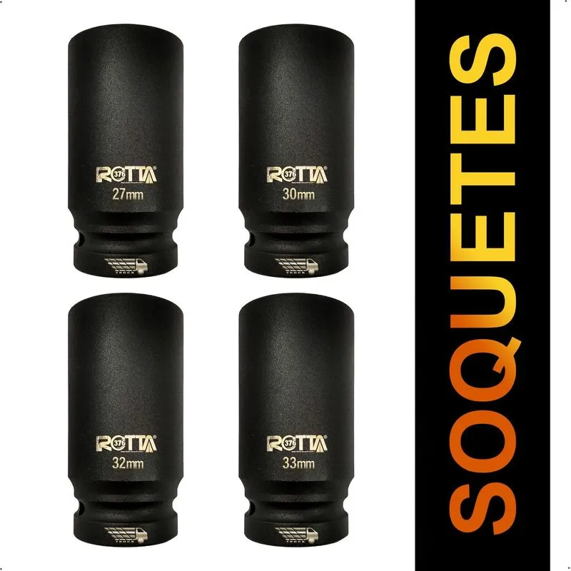 Kit Soquete Impacto 1 Pololegada Chave 27, 30, 32 E 33mm