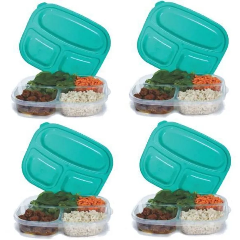 Kit 4 Marmitas 3 Em 1 25X19X4Cm Divisórias E Tampa 182
