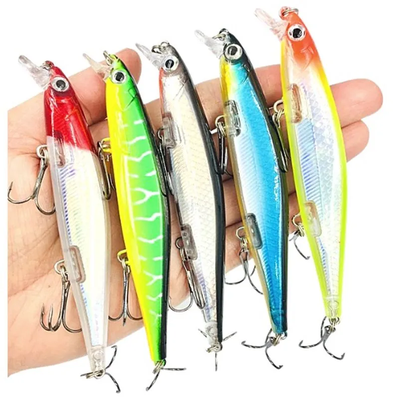 Kit 5 Iscas Artificiais 3 Garatéias 11cm 13g Tucunaré Traíra