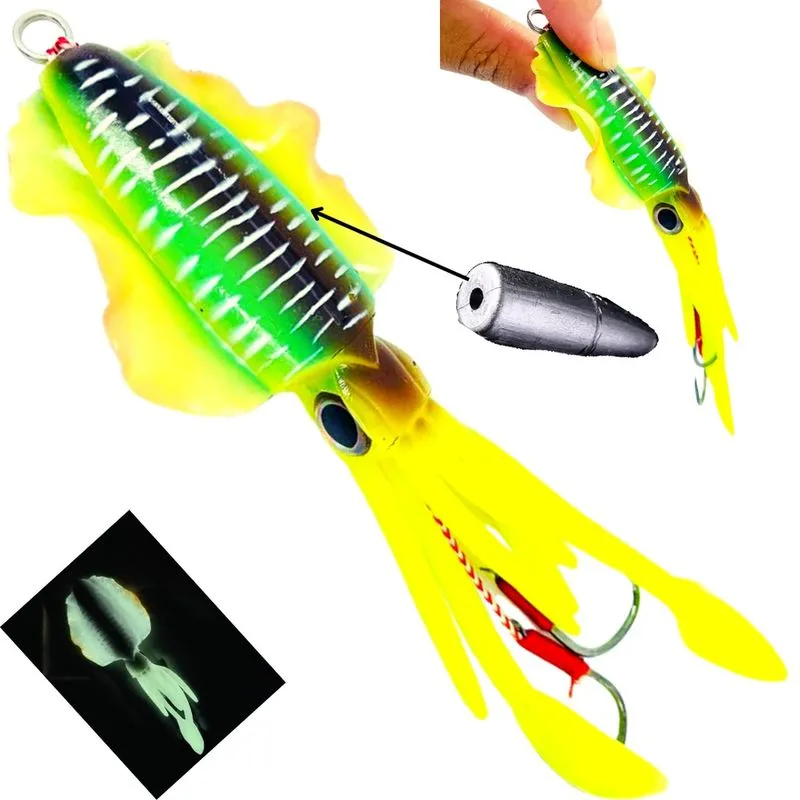 Isca Artificial Lula Polvo Luminosa 60gr 15cm com Hook Cor9
