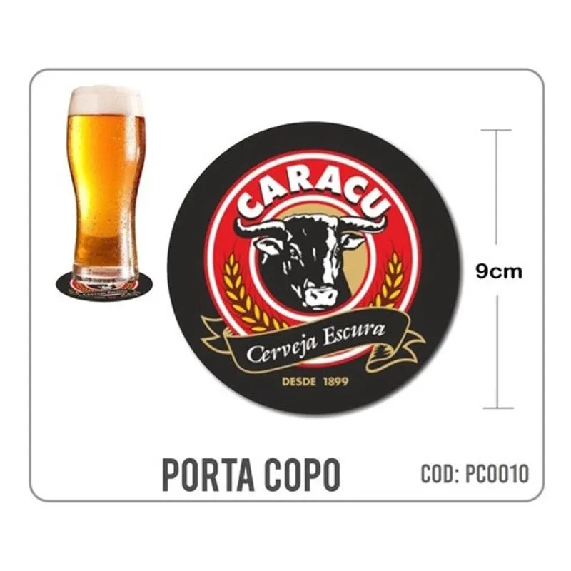 8 Bolachas Porta Copo Emborrachado - Caracu - Oferta