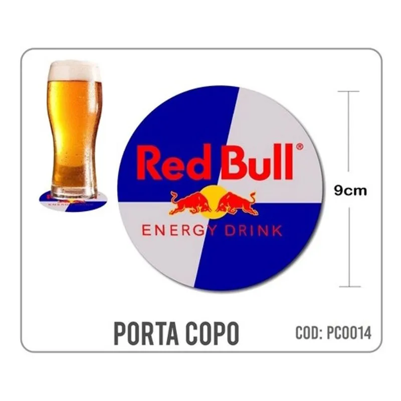 8 Bolachas Porta Copo Emborrachado - Red Bull - Oferta