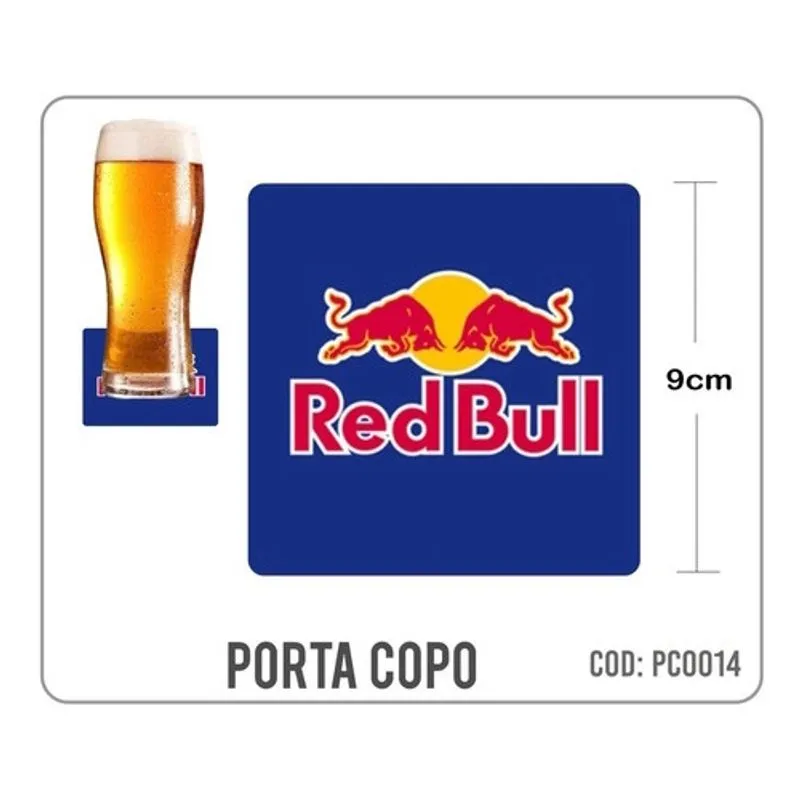 4 Bolachas Porta Copo Emborrachado - Red Bull Mod 2 - Oferta