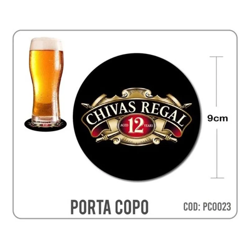 8 Bolachas Porta Copo Emborrachado - Chivas Regal - Oferta