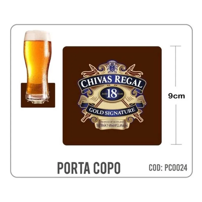 8 Bolachas Porta Copo Emborrachado - Chivas Regal - Oferta