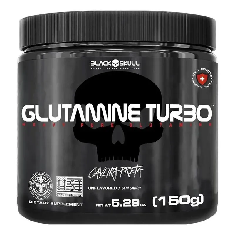 Glutamine Turbo 150g - Black Skull Caveira Preta Sabor Sem S