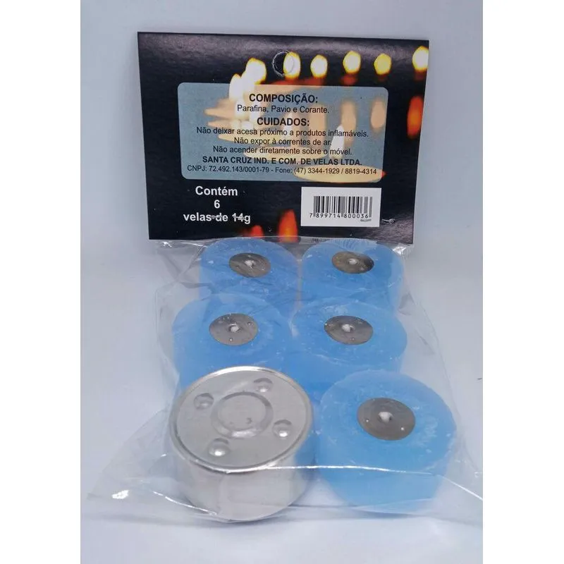 Velas Rechaud Flutuante Azul Claro Decoração Porta-vela 6un