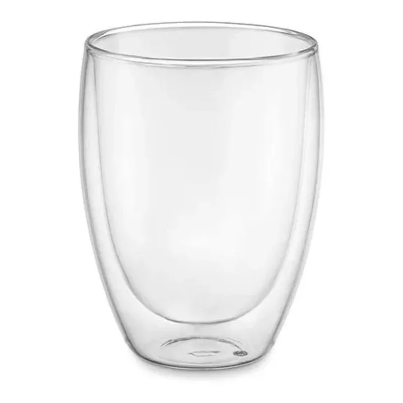 Kit 4 Copo Térmico Vidro Duplo 450ml Transparente Drink