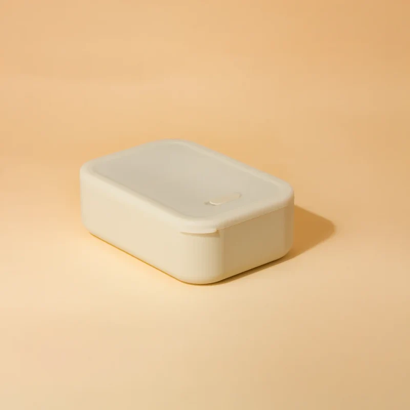 Super Lunch Box Recipiente de Silicone com Divisória 950ml Creme