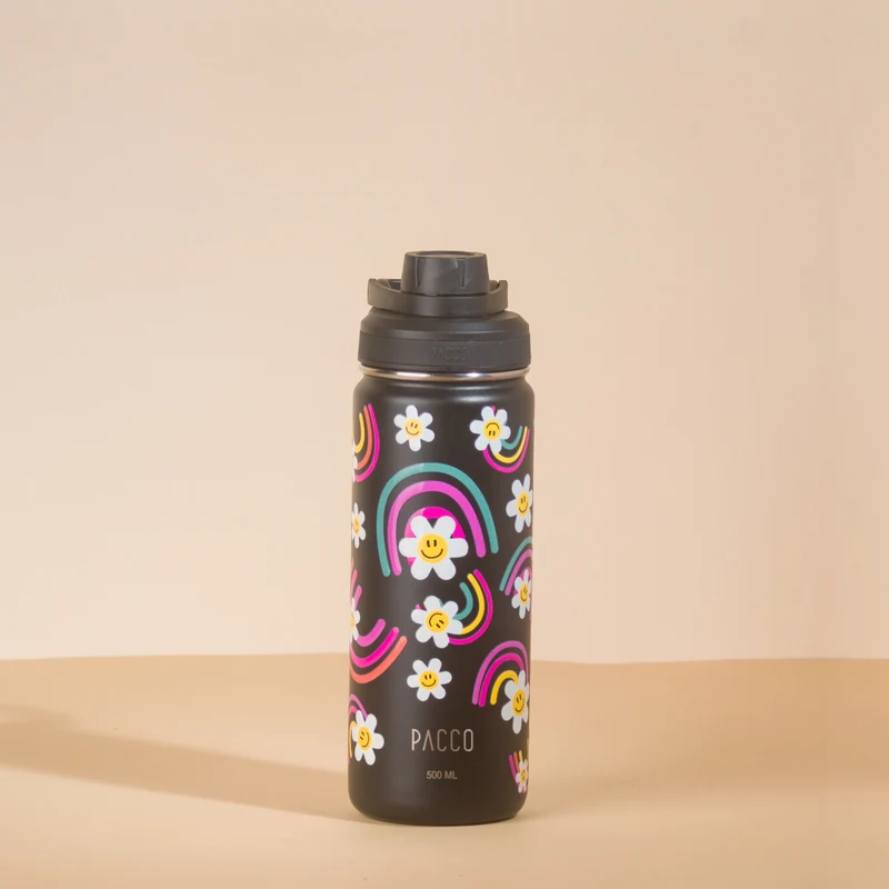 Garrafa Térmica Hydra V2 Estampada 500ml Arco-Íris Preto
