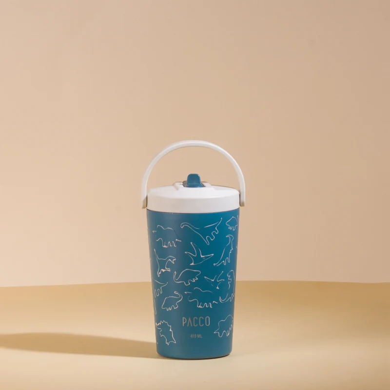 Copo Térmico SuperCup Mini Estampado com Canudo 410ml Dino Petróleo