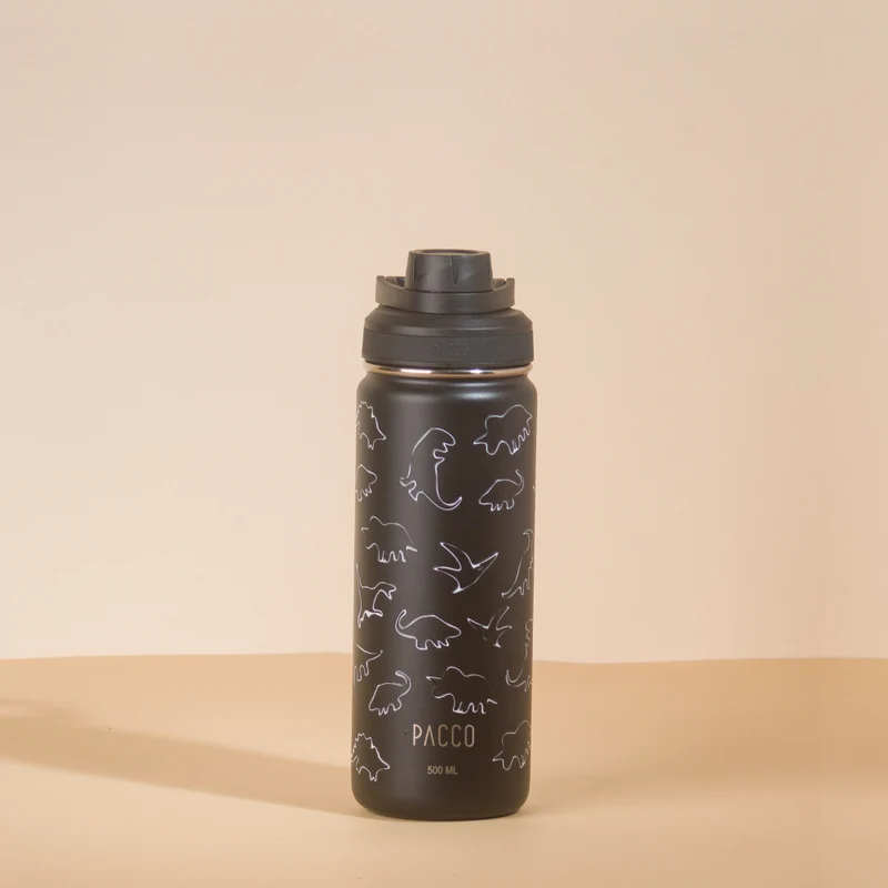 Garrafa Térmica Hydra V2 Estampada 500ml Dino Preto