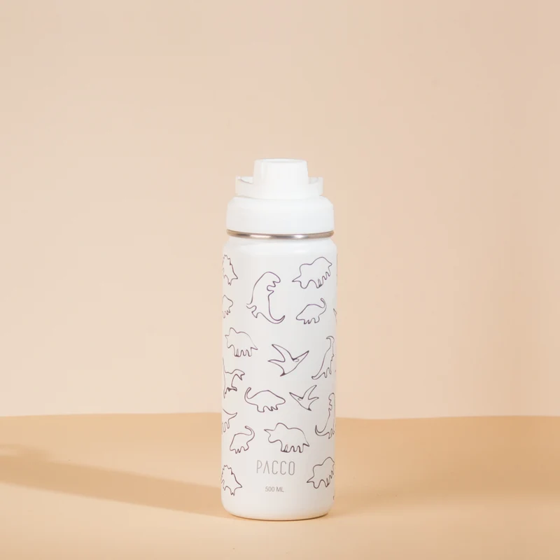 Garrafa Térmica Hydra V2 Estampada 500ml Dino Branco