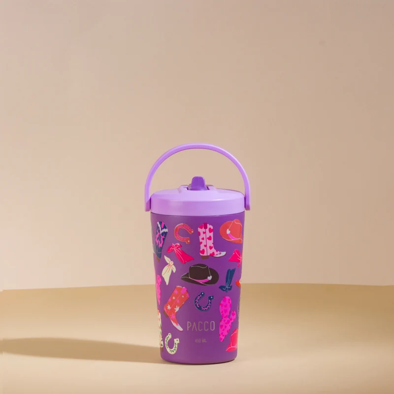 Copo Térmico SuperCup Mini Estampado com Canudo 410ml Boiadeira Uva