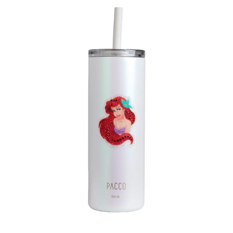 Copo Térmico Slim Cup com Canudo Disney com cristais Swarovski® 600ml / Ariel