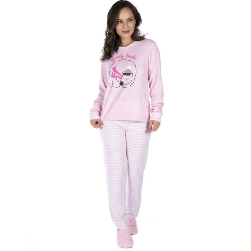 Pijama De Inverno Feminino Plus Size Plush Tamanho Especial