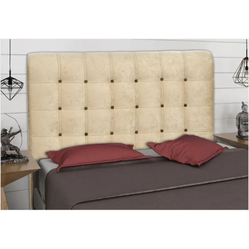 Cabeceira Para Cama Casal 160 cm Atena Bege com Botões Marrom - Matrix