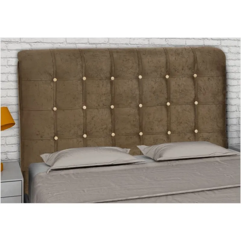 Cabeceira Para Cama Casal 160 cm Atena Marrom com Botões Bege - Matrix