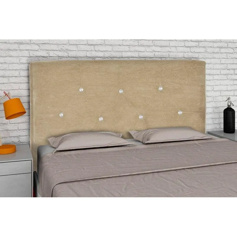Cabeceira Cama Box Casal 140cm Cronos - Bege sued amassado