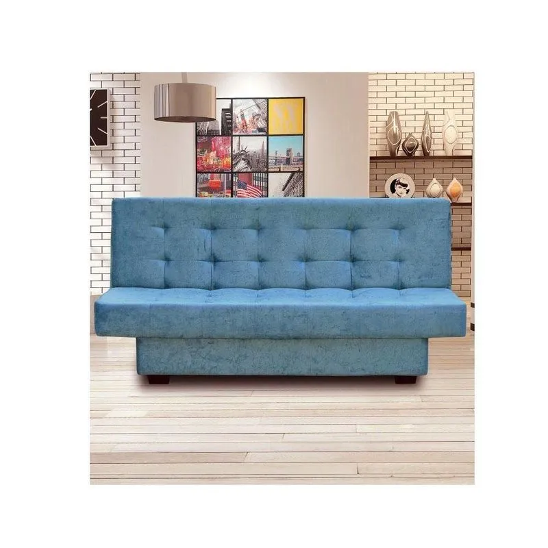 Sofá Cama Reclinável Laila Suede Amassado Azul Matrix