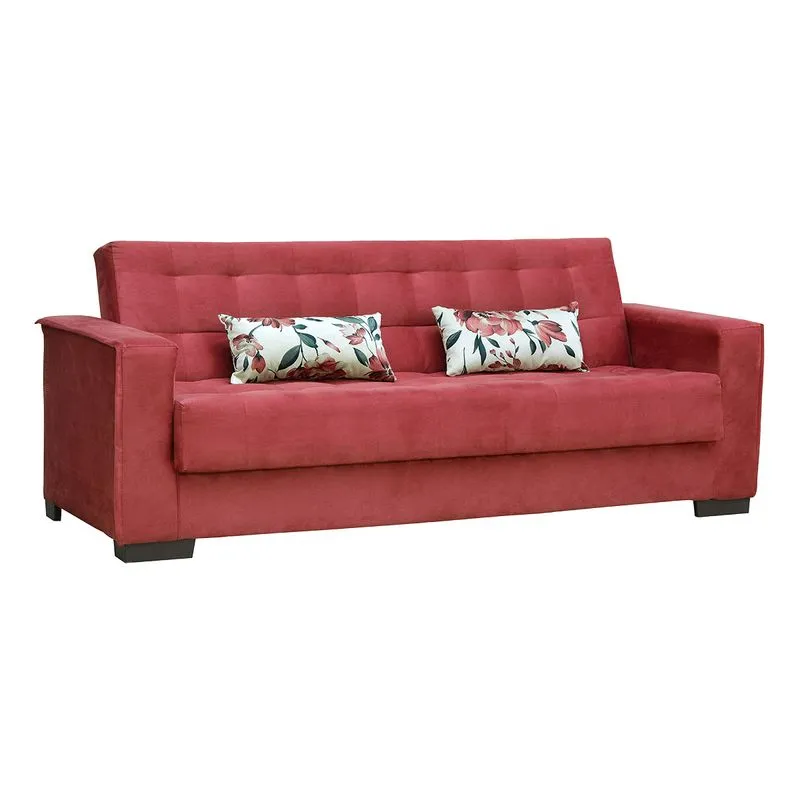 Sofá-Cama Reclinável 3 Lugares Suede Dinorá Matrix Vermelho