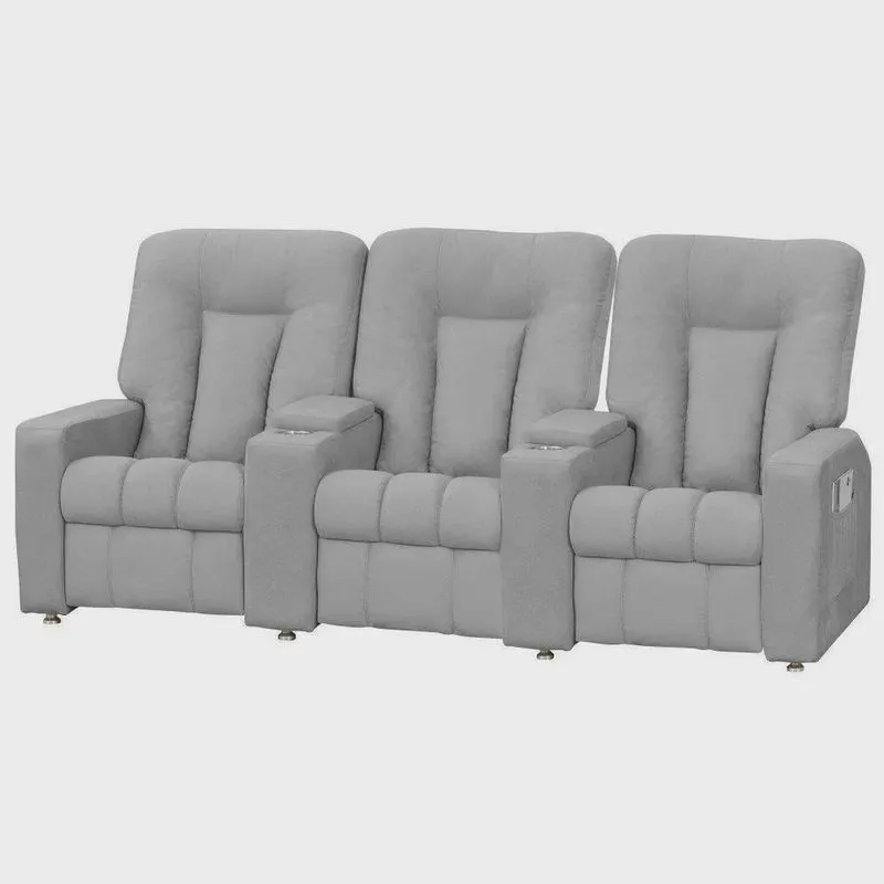 Poltrona Tripla Reclinável para Cinema Jetta MX9 Suede Amassado Cinza B-387 - Matrix